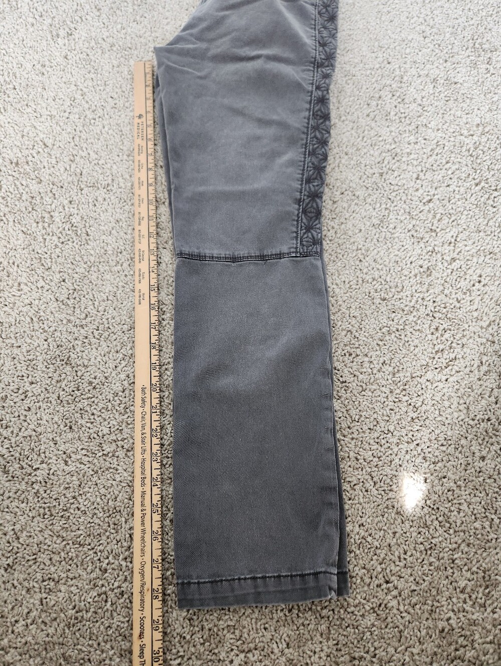 Pilcro & The Letterpress Straight Hyphen Pant Gray Abstract Embroidered Size 27 - Picture 10 of 12